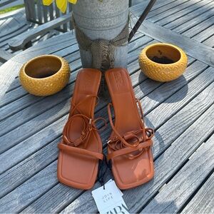 Zara Strappy Orange Sandal Size 40